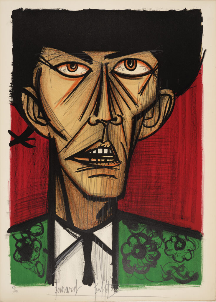 Bernard Buffet (1928-1999) - Toreros (album complet), 1966 - Description : Suite de 10 lithographies sur vélin d'Arches, réunies dans un portefeuille à rabats de toile gris Chacune signée et numérotée "58/100" au crayon Le justificatif de tirage signé et numéroté au crayon Éditeur Galerie Maurice Garnier, Paris Imprimeur Mourlot, Paris 75 x 54 cm (feuille) (chaque) ExpoBiblio : Sorlier 93-102 - Adjugé 9 000 €