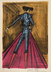 Bernard Buffet (1928-1999) - Toreros (album complet), 1966 - Description : Suite de 10 lithographies sur vélin d'Arches, réunies dans un portefeuille à rabats de toile gris Chacune signée et numérotée "58/100" au crayon Le justificatif de tirage signé et numéroté au crayon Éditeur Galerie Maurice Garnier, Paris Imprimeur Mourlot, Paris 75 x 54 cm (feuille) (chaque) ExpoBiblio : Sorlier 93-102 - Adjugé 9 000 €