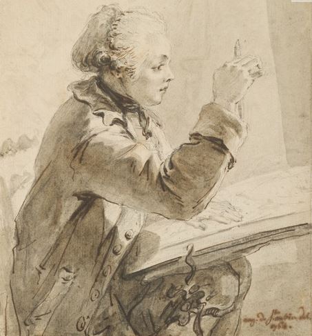 Expertise et estimation par le cabinet Robaldo. présentation de l'artiste : Augustin de Saint-Aubin. Autoportrait d'Augustin de Saint-Aubin (1764)