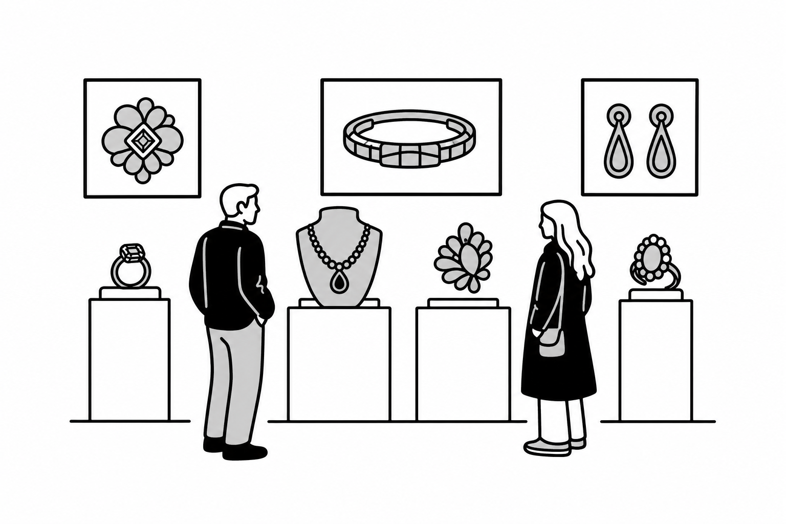 Illustration éditoriale liée au sujet : Quels bijoux vintage sont les plus recherchés en vente aux enchères ?