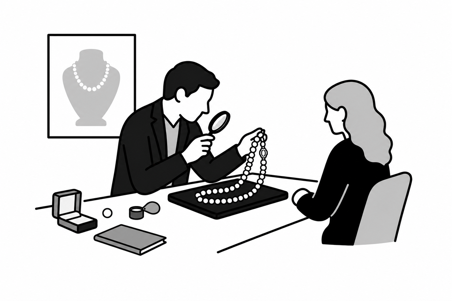 Illustration éditoriale liée au sujet : Comment estimer la valeur d’un collier de perles anciennes ?