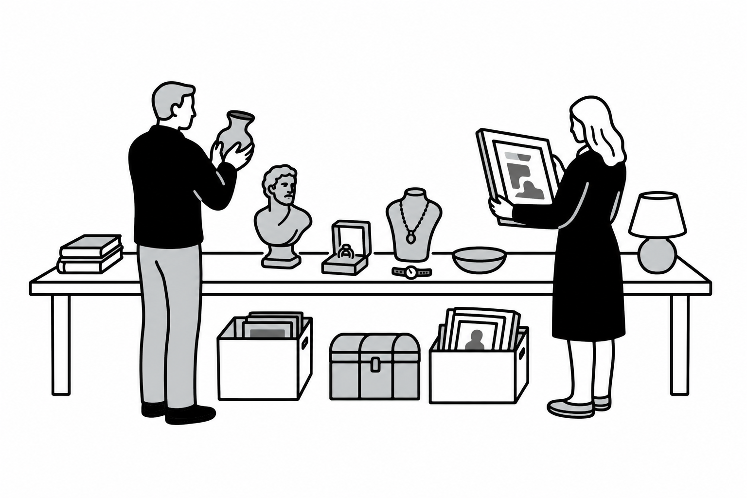 Illustration éditoriale liée au sujet : Comment estimer la valeur d’une collection avant un partage familial ?