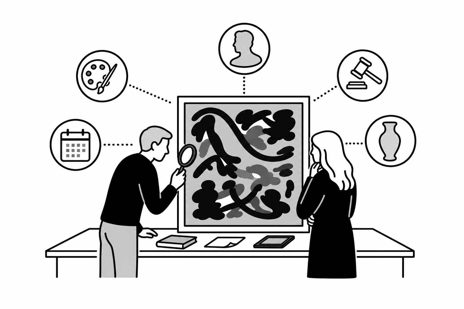Illustration éditoriale liée au sujet : Comment estimer la valeur d’un tableau avant de le vendre ?