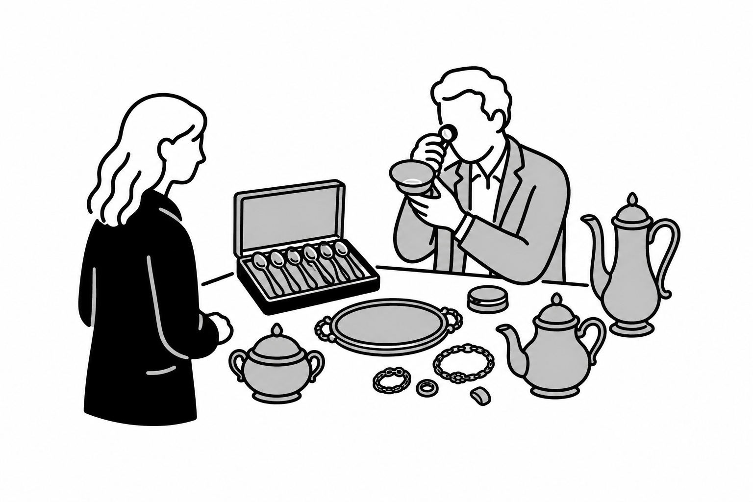 Illustration éditoriale liée au sujet : Comment faire estimer des objets en métal précieux issus d’une succession ?