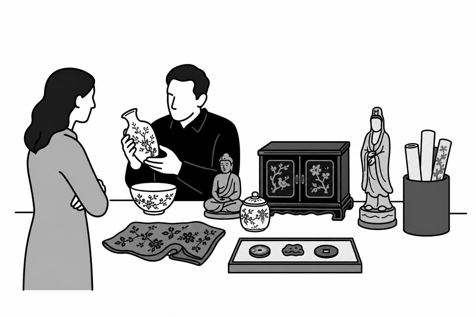 Illustration éditoriale liée au sujet : Comment identifier un objet asiatique reçu dans une succession ?