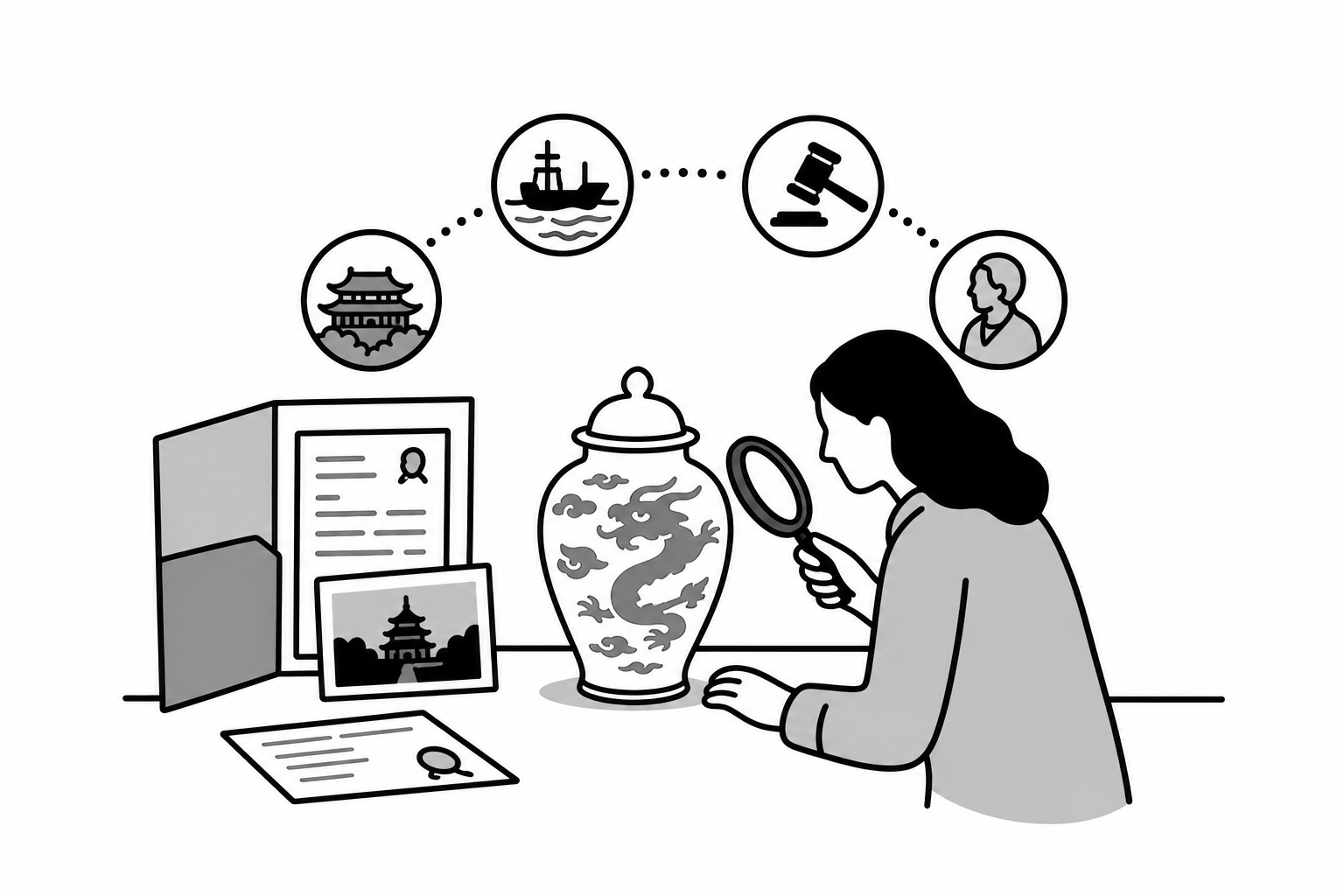 Illustration éditoriale liée au sujet : Pourquoi la provenance est-elle essentielle pour vendre un objet d’art asiatique ?