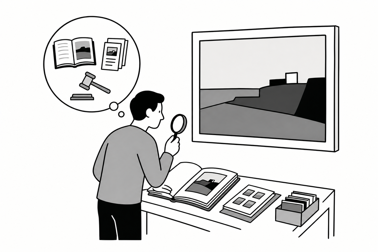Illustration éditoriale liée au sujet : Comment vérifier si un tableau a déjà été vendu aux enchères ?