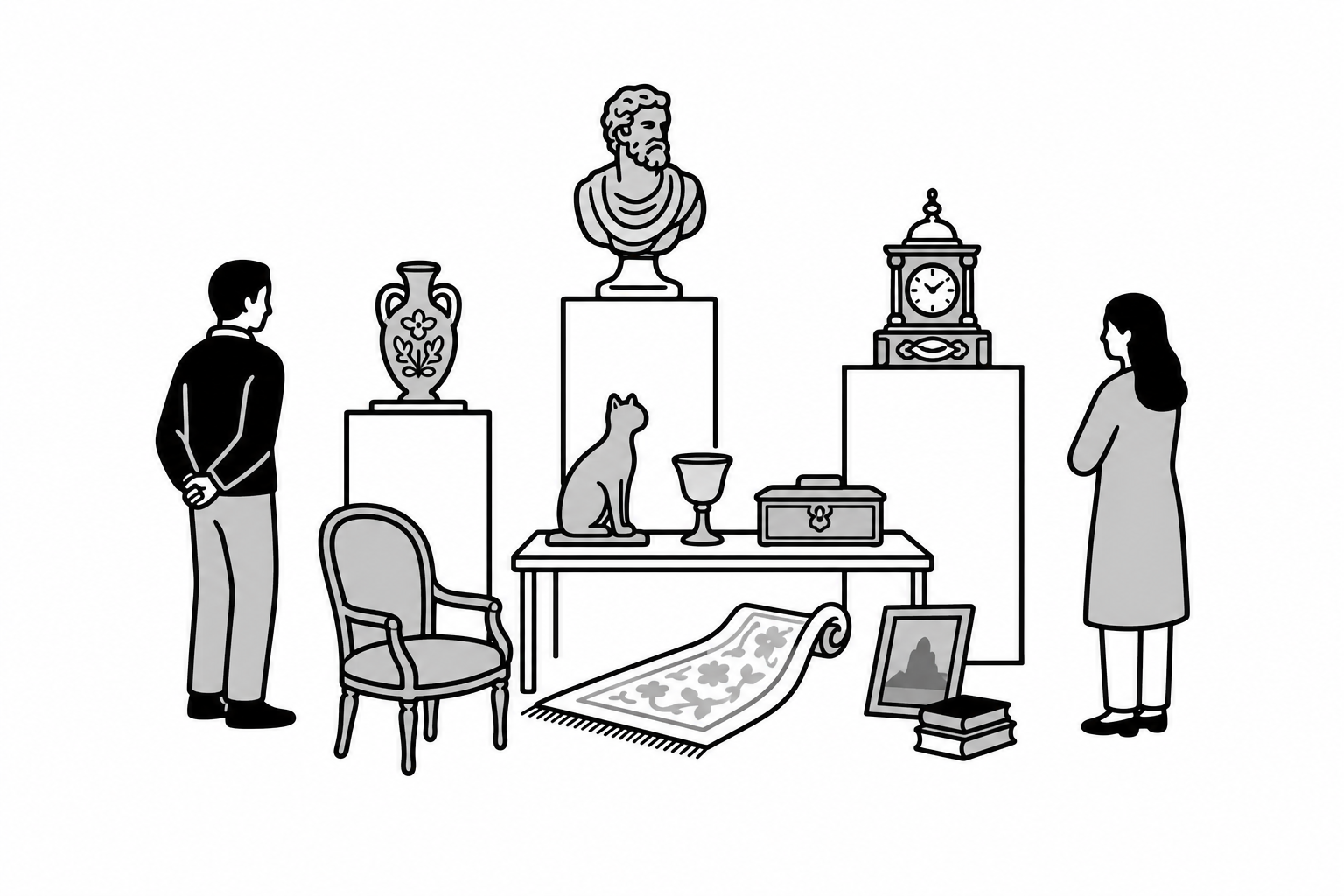 Illustration éditoriale liée au sujet : Quels objets d’art anciens peuvent être vendus aux enchères ?