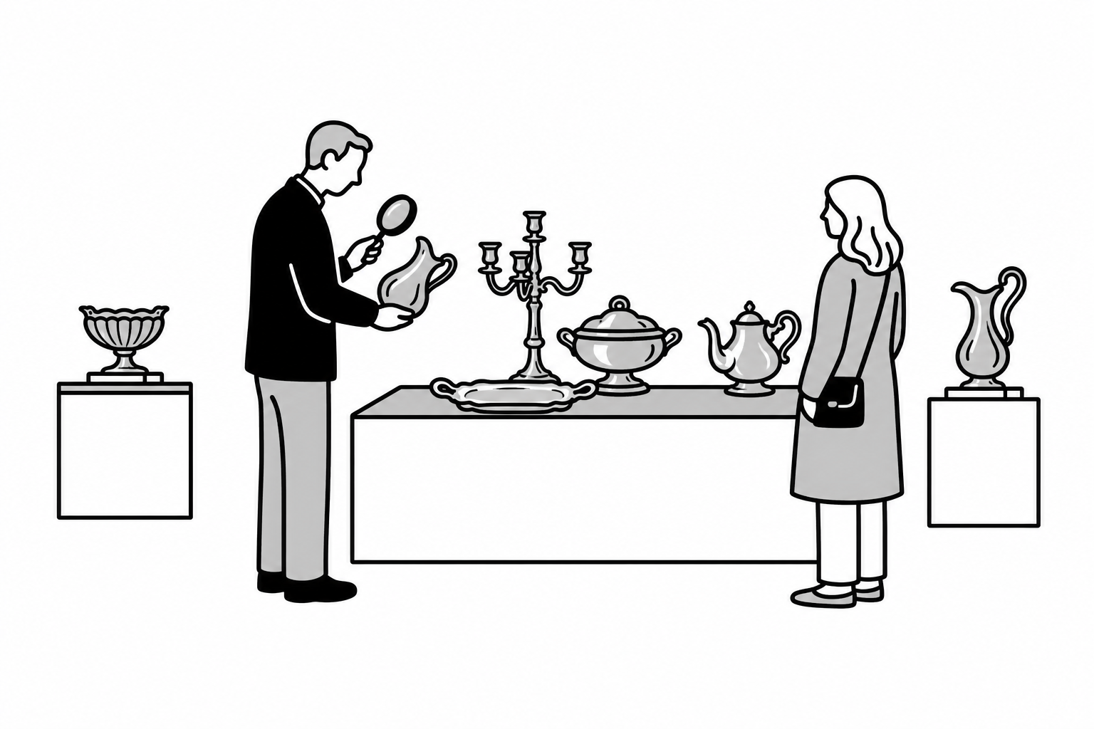 Illustration éditoriale liée au sujet : Quels objets en argent ancien sont les plus recherchés aux enchères ?