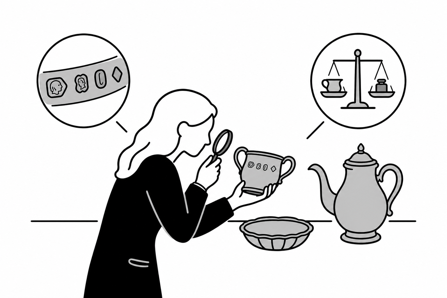 Illustration éditoriale liée au sujet : Comment reconnaître un poinçon d’argent et déterminer le titre d’un objet ancien ?