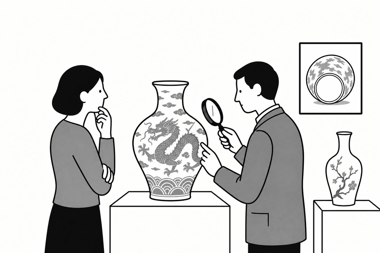 Illustration éditoriale liée au sujet : Comment reconnaître une porcelaine chinoise ancienne et éviter de confondre une copie avec une pièce d’époque ?