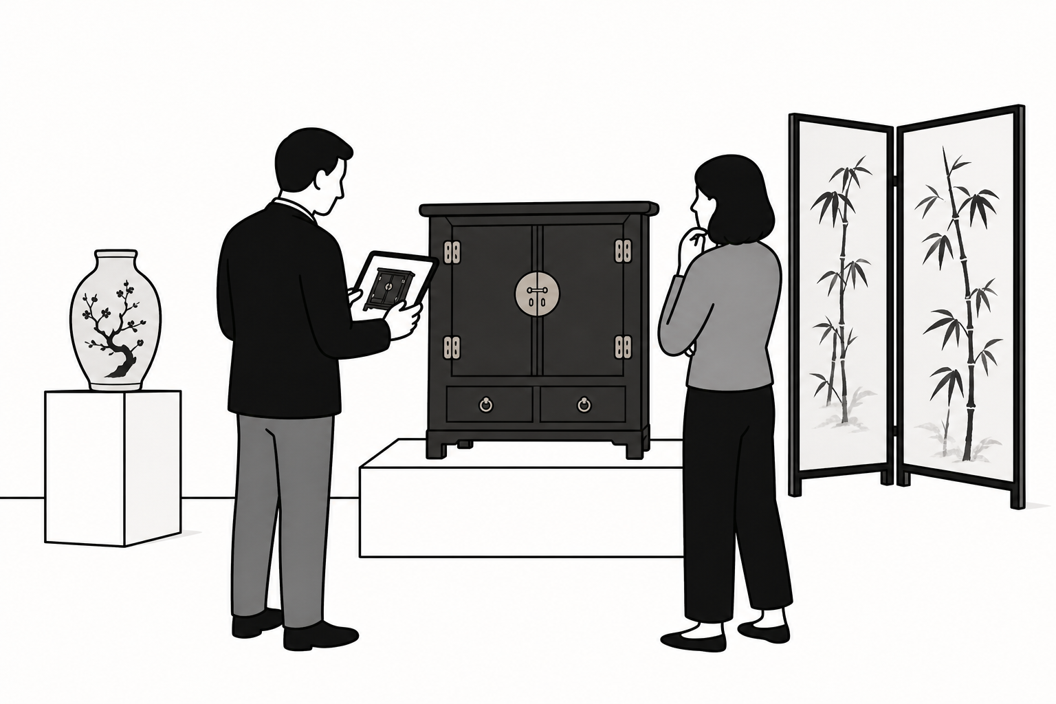 Illustration éditoriale liée au sujet : Comment faire estimer un mobilier chinois ancien trouvé dans une succession ?