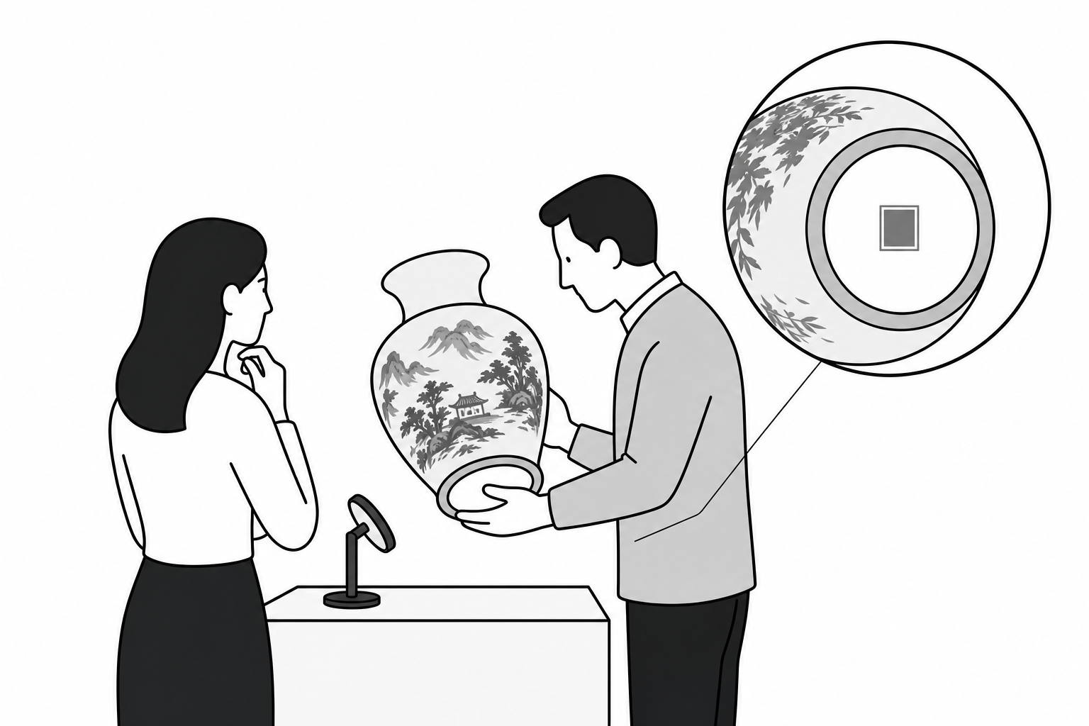 Illustration éditoriale liée au sujet : Comment identifier la marque sous un vase chinois et savoir si elle est ancienne ?