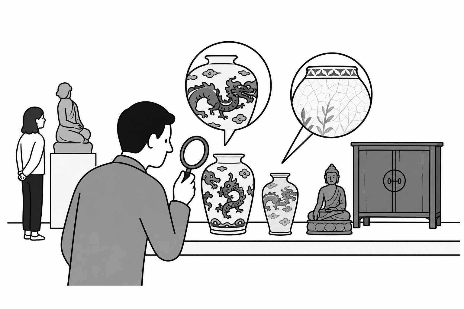 Illustration éditoriale liée au sujet : Comment distinguer un objet asiatique ancien d’une reproduction décorative récente ?