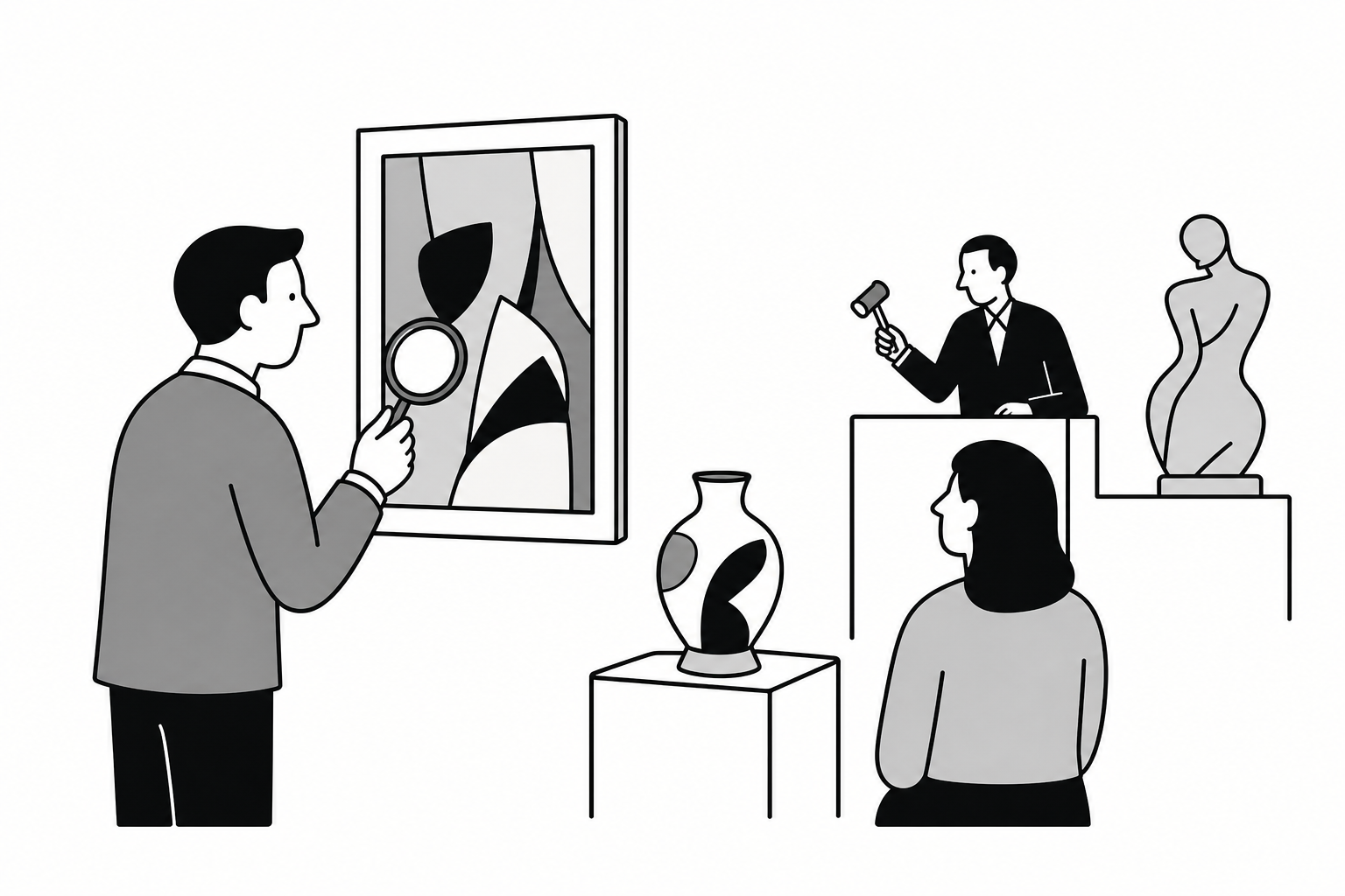 Illustration éditoriale liée au sujet : Faut-il faire expertiser une œuvre d’art avant une vente aux enchères ?