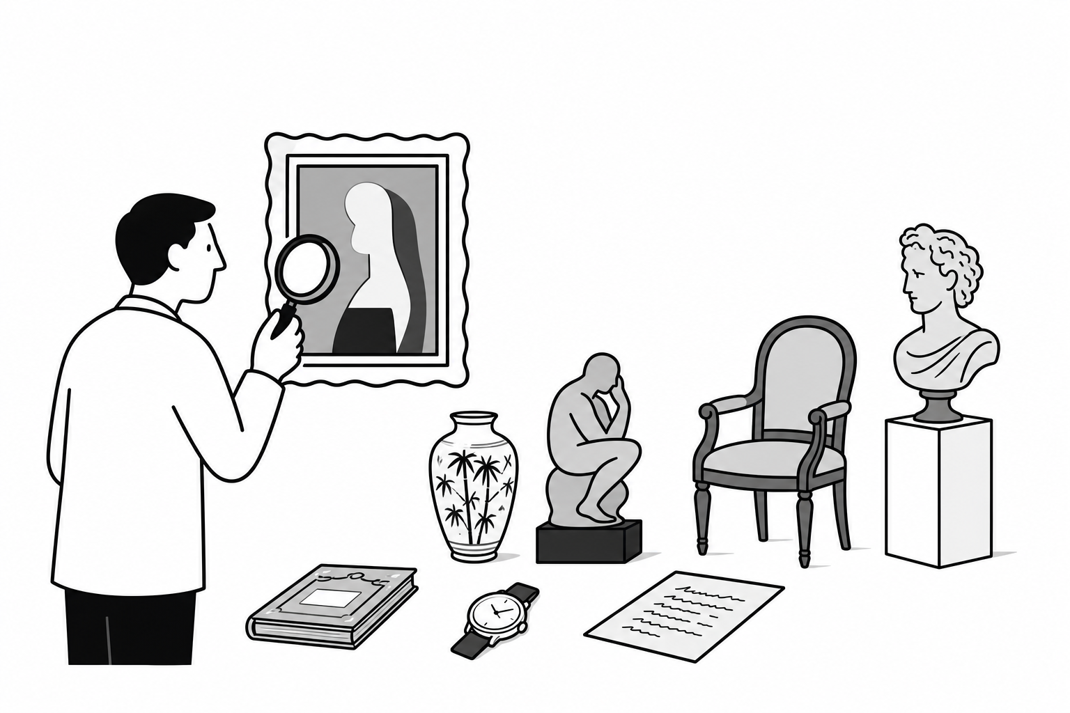 Illustration éditoriale liée au sujet : Quels objets d’art peuvent être estimés par un cabinet d’expertise ?