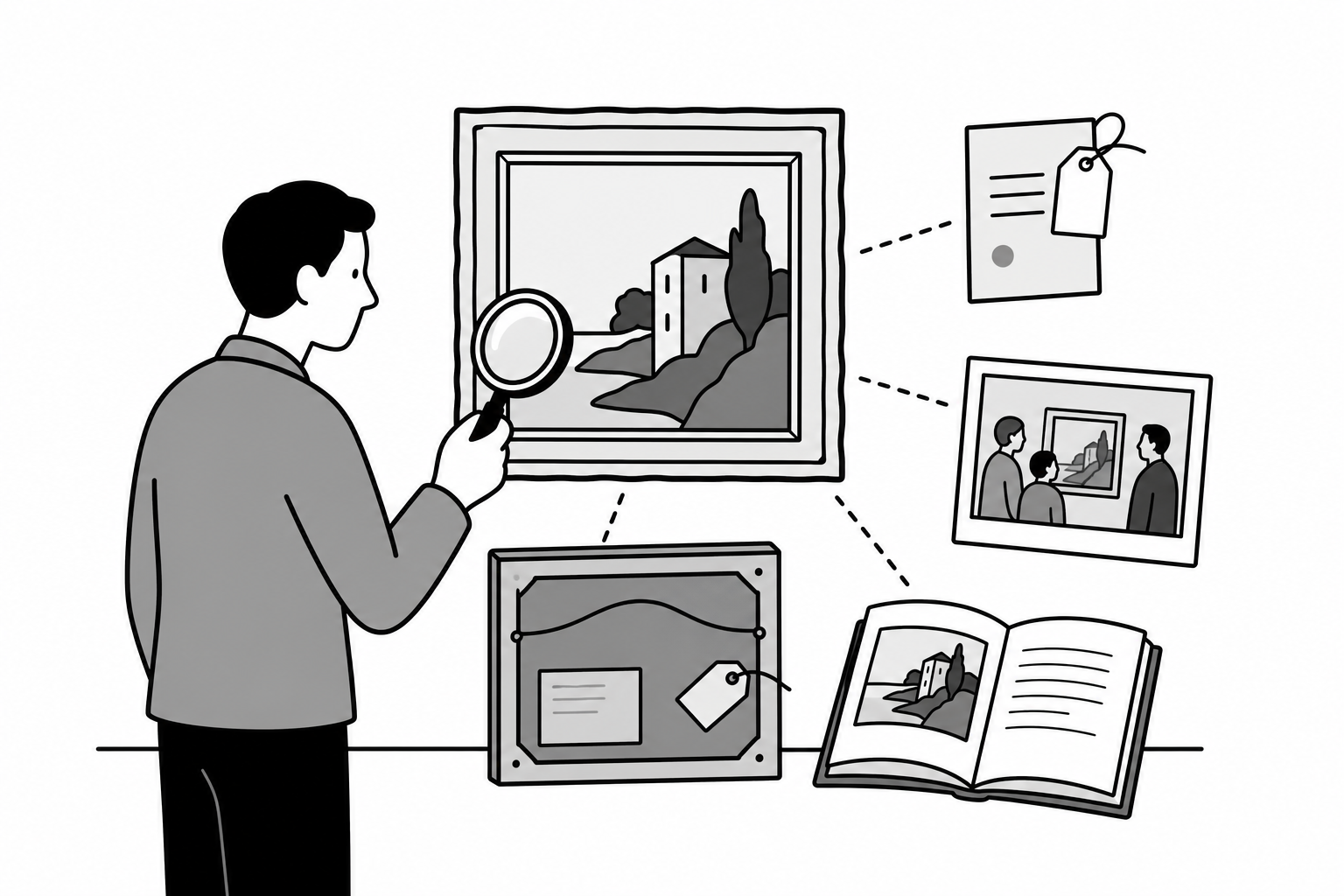 Illustration éditoriale liée au sujet : Comment reconstituer la provenance d’un tableau hérité dans une succession ?
