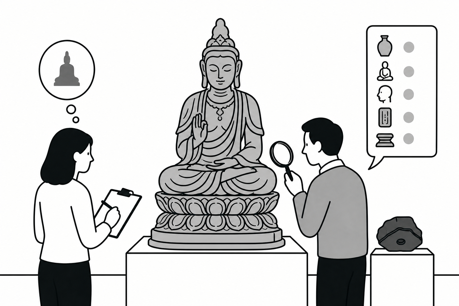 Illustration éditoriale liée au sujet : Comment reconnaître une sculpture asiatique ancienne et savoir si elle mérite une expertise ?