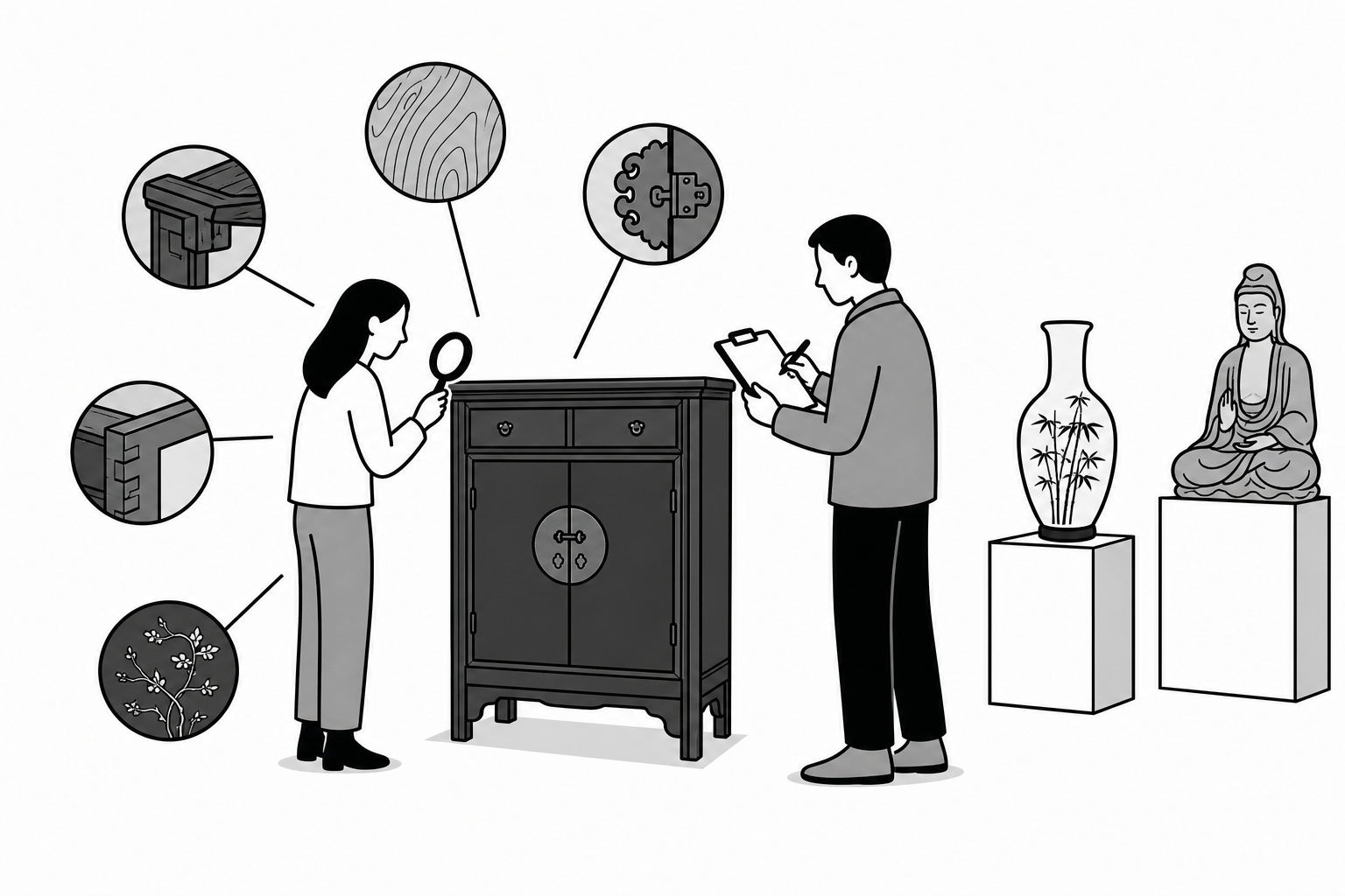 Illustration éditoriale liée au sujet : Comment reconnaître et faire expertiser un meuble asiatique ancien ?