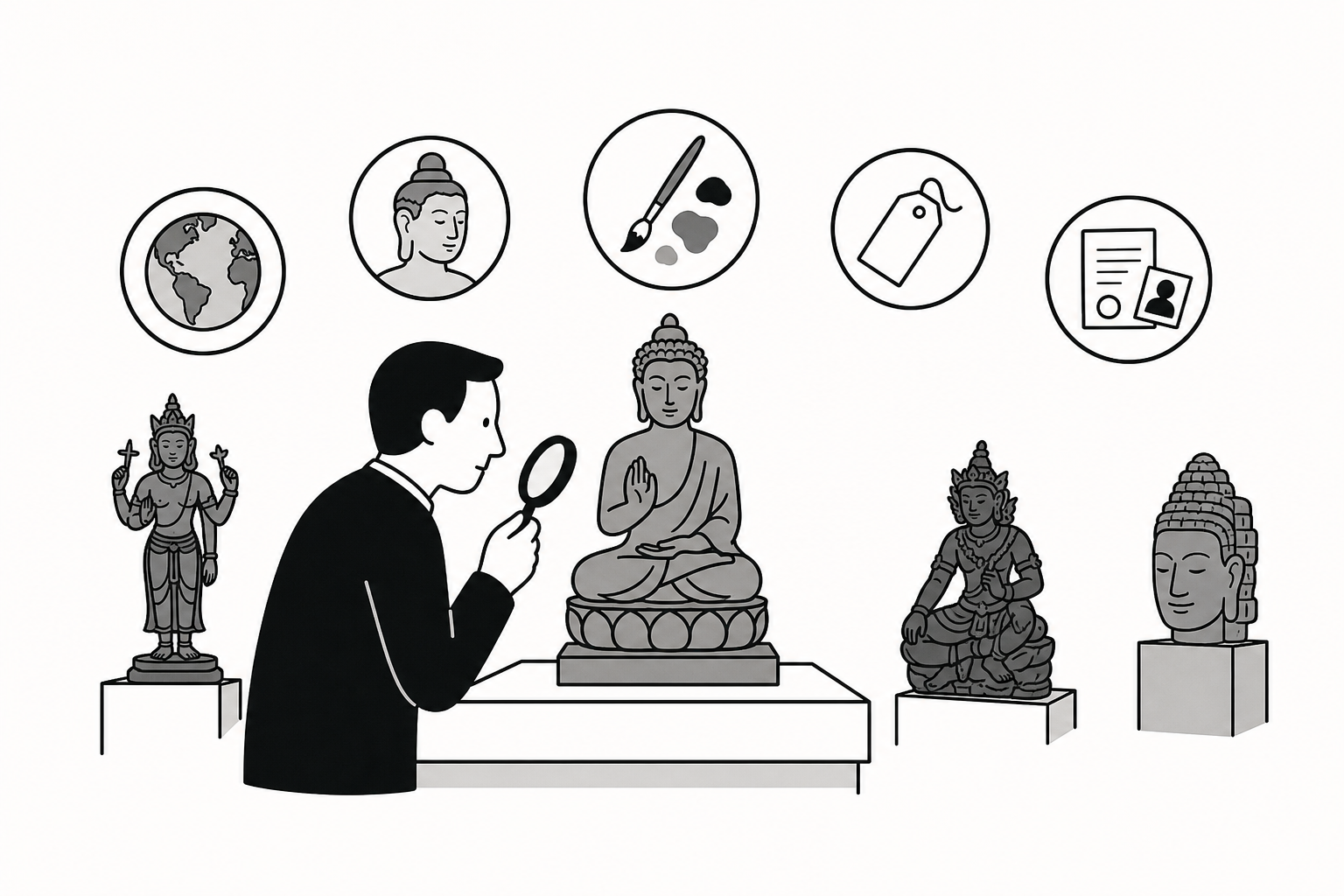 Illustration éditoriale liée au sujet : Quels critères déterminent la valeur d’une sculpture asiatique ancienne ?