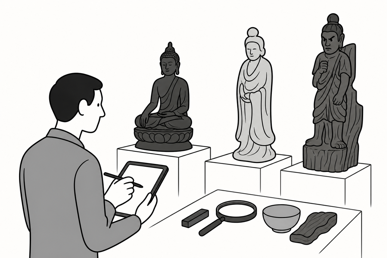 Illustration éditoriale liée au sujet : Comment évaluer une sculpture asiatique en bronze, jade ou bois ?