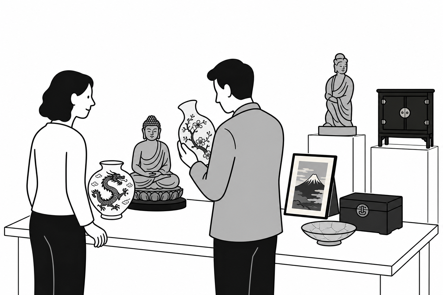 Illustration éditoriale liée au sujet : Comment faire estimer une collection d’arts d’Asie ?