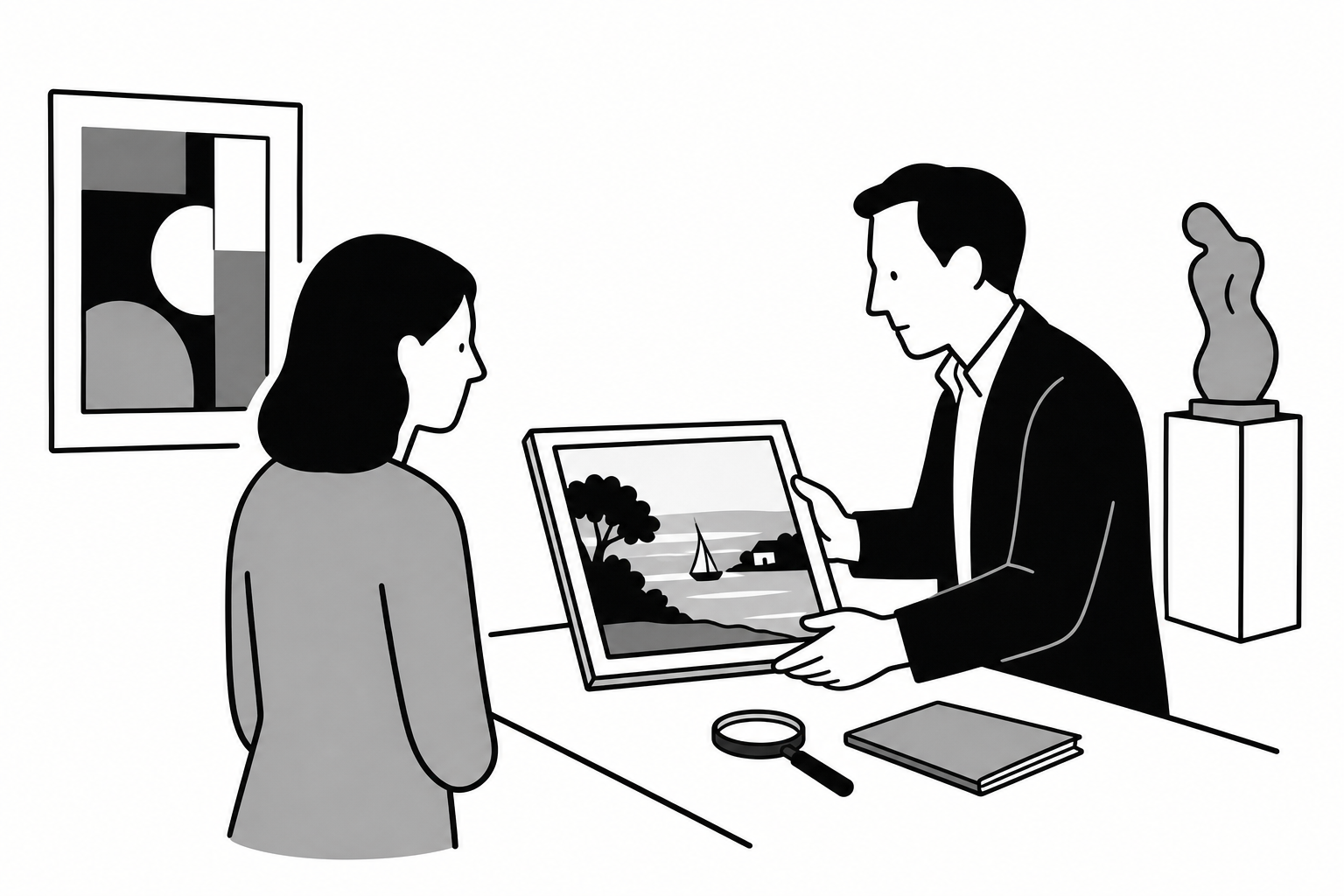 Illustration éditoriale liée au sujet : Comment faire estimer un tableau avant une vente à Arcachon ?