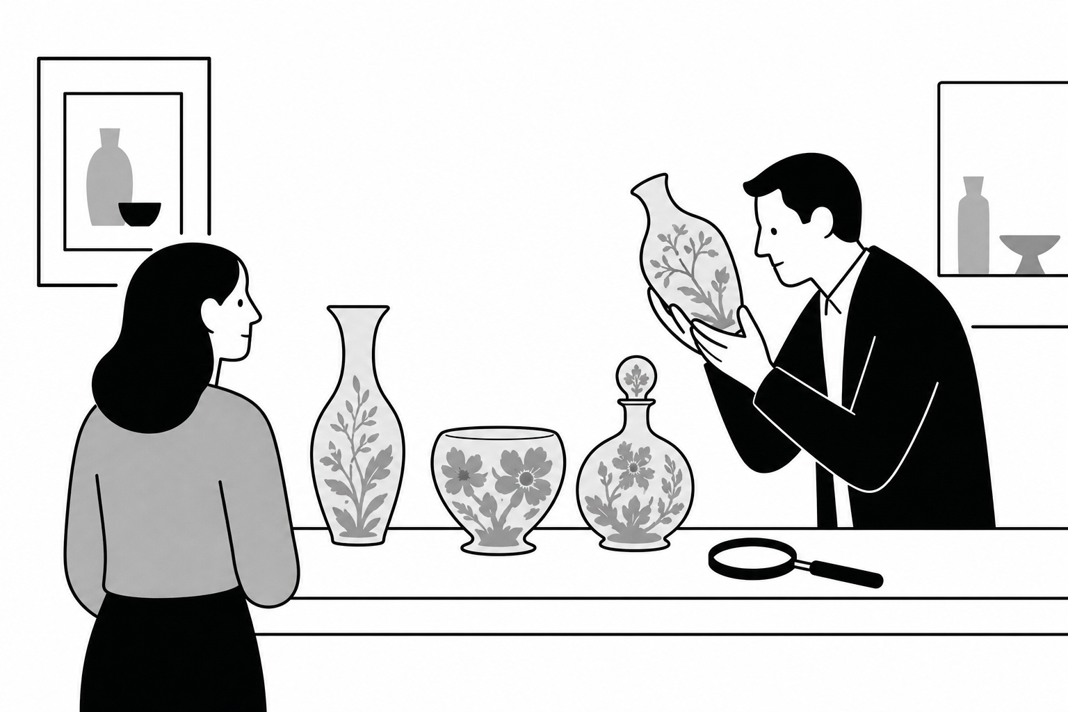 Illustration éditoriale liée au sujet : Comment faire expertiser des verreries Gallé, Daum ou Lalique au Haillan ?
