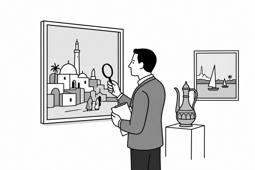 Illustration éditoriale liée au sujet : Estimation Arthur von Ferraris : cote, prix et expertise de tableaux orientalistes