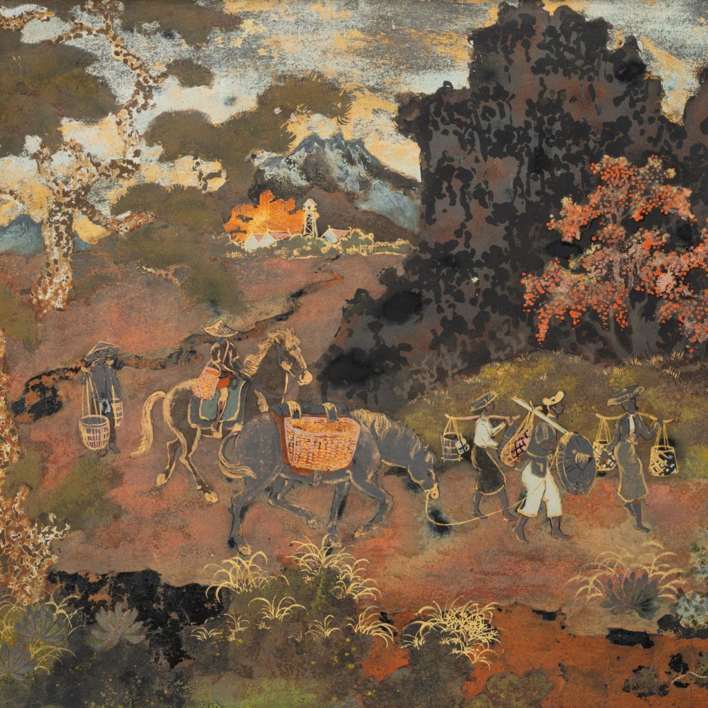Procession dans la montagne", VIETNAM, XXe siècle laque