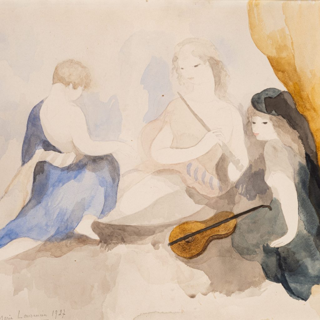 Estimation de l'œuvre "Le concert, Trois femmes" 1927 de l'artiste Marie Laurencin estimée et proposée par notre cabinet, adjugée 12 000 €