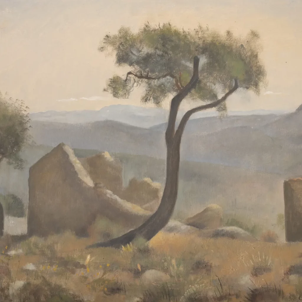 N1713_0039, Réalisé en 1929 Huile sur toile 54 x 65 cm Signé en bas à droite "Coubine" Au dos du châssis, l'étiquette ancienne du marchand Théophile Briand 32 rue de Béry, avec le numéro d'inventaire 10966, octobre 1929 Coubine montagne de Digne Au dos du châssis, une étiquette ancienne partiellement déchirée avec les indications "Coubine 1929"