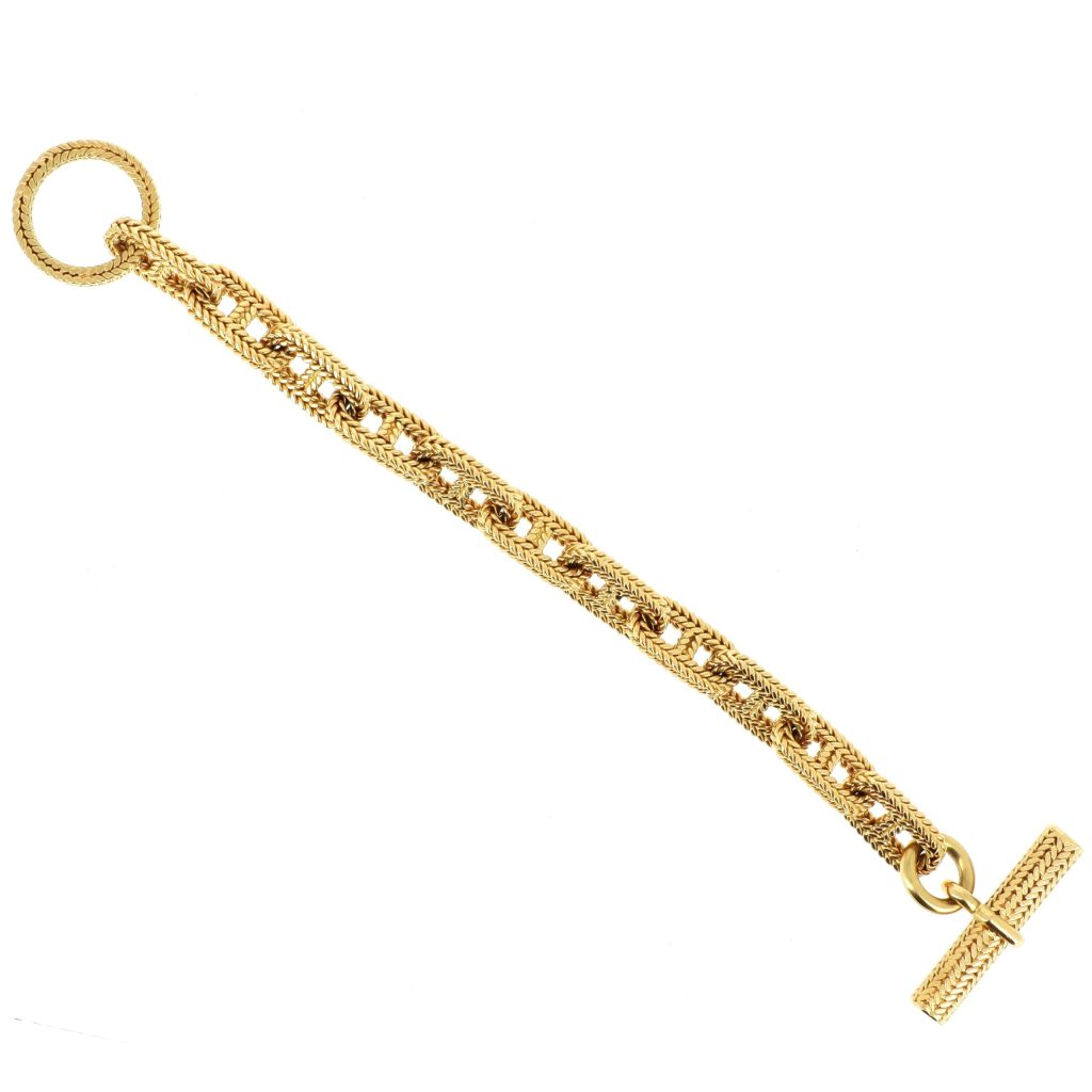 Estimation de ce bijoux, "HERMES par Georges LENFANT", bracelet "Vendôme" en or jaune 18k , estimée et proposée par notre cabinet, adjugée 22 000 €